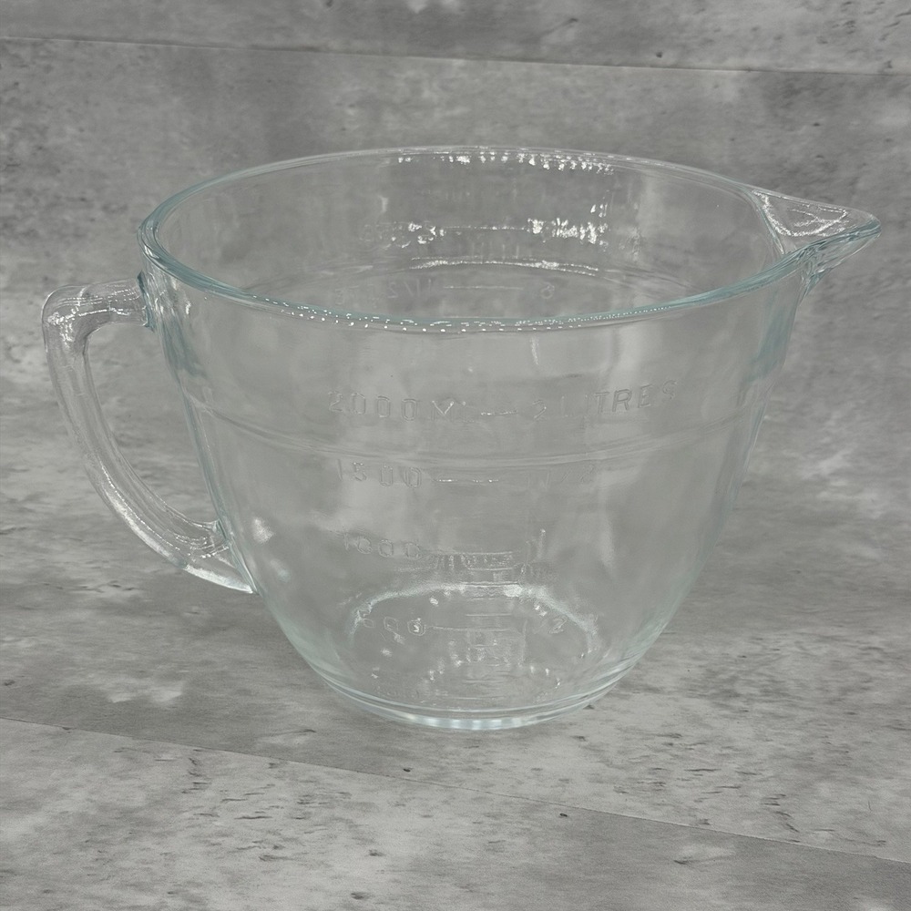 Anchor Hocking 8 Cup 2 Qt 2 Liter Measuring Clear Glass Batter/Mixing Bowl